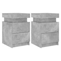 Set de 2 noptiere moderne cu lumini LED, gri beton, 35x39x55 cm - 1