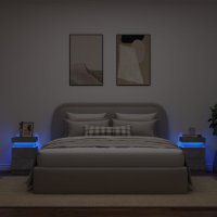 Set de 2 noptiere moderne cu lumini LED, gri beton, 35x39x55 cm - 4