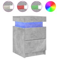 Set de 2 noptiere moderne cu lumini LED, gri beton, 35x39x55 cm - 7