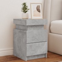 Set de 2 noptiere moderne cu lumini LED, gri beton, 35x39x55 cm - 2