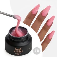 Gel Constructie Everin Stunning 10 Roz Clasic cu Paiete Holografice | Gel Autonivelant Profesional - 1