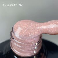 Everin Soo Glammy 07 Rubber Base - Bază Rubber Roz Cappuccino cu Sclipici Holografic, Fără HEMA și TPO, 12ml - 1