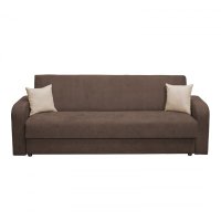Canapea FANTAZI S extensibila, 3 locuri, cu arcuri, lada depozitare, maro + bej, 225x80x90 cm - 1