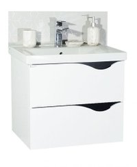 Set Baza front MDF si Lavoar seria 797, suspendata cu sertare, 60 cm, alb - 1