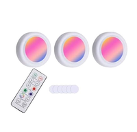 Set 3 Lumini pentru dulap Rotunde cu 5 moduri de iluminare si Telecomanda - 1