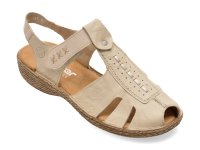 Sandale RIEKER 658B3 bej din piele naturala pentru confort si stil - 1