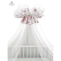 Baldachin MimiNu Pink Ballerina, din tull cu funda din bumbac, 400 x 170 cm - 1