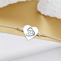 Bratara inima - Imbratisare Mama si Bebe - Argint 925 - cu lantisor - 1