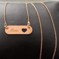 Lantisor cu placuta personalizata prin gravura, Argint 925 placat cu Aur Roz 18K - 1