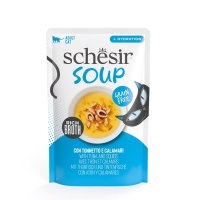 SCHESIR Soup, Ton și Calamar, plic hrană umedă fără cereale pisici, (în supă), 40g - 2