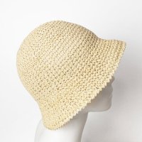Palarie de soare din paie impletita, bej, cu boruri mici - 1