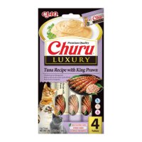 INABA Churu Luxury, Ton și Creveți, plic recompense fără cereale pisici, (piure), 56g - 2