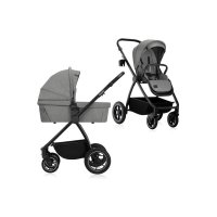 Carucior 2 in 1 Lionelo Meril, cu landou si scaun cu dimensiune XL, reversibil, sistem de ventilatie 3D, accesorii, pana la 22 kg, vonform cu EN1888-1 EN1888-2, EN1466, Gri - 1