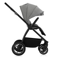 Carucior 2 in 1 Lionelo Meril, cu landou si scaun cu dimensiune XL, reversibil, sistem de ventilatie 3D, accesorii, pana la 22 kg, vonform cu EN1888-1 EN1888-2, EN1466, Gri - 4