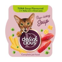 DELICKCIOUS Supa Umida pentru Pisici cu Ton si Mazare, 80g - 1