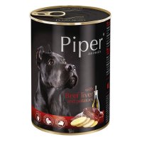 PIPER Animals, XS-XL, Ficat  de Vită și Cartofi, conservă hrană umedă fără cereale câini, (în aspic), 400g - 2