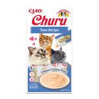 INABA CIAO Churu Piure, Ton, recompense lichide monoproteice fără cereale pisici, topping cremos, 14g x 4 - 4