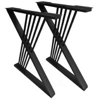 Picioare metalice pentru masa, living si bucatarie, Negru, 72x60 cm - 1