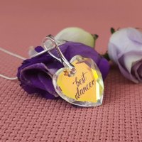Lantisor Best Dancer cu inima gravata si cristal Swarovski Aurore Boreale - 1