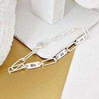 Bratara personalizata TOTUL MEU - 3 pandantive si lant din argint 925 cu zale mari - 1