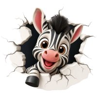 Sticker textil 3D Zebra, Premium si repozitionabil, 52 x 47 cm - 3