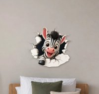 Sticker textil 3D Zebra, Premium si repozitionabil, 52 x 47 cm - 2