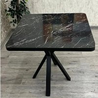 Masa bucatarie patrat  texturata din MDF, Homs ,negru,70 x 70X75 cm - 1