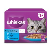 WHISKAS Selectii Pește - Hrană Umedă pentru Pisici în Aspic, Multipack 85g x 12 - 1