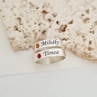 Inel personalizat 2 nume - Argint 925, cristal Swarovski - 1