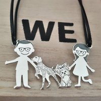Lantisor Familie - 4 Membri cu Yorkshire si Brac german - snur matase vegetala - 1