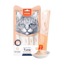 WANPY Creamy Treat, Ton și Somon, punguță recompense pisici, (piure), 70g - 2