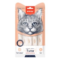 WANPY Creamy Treat, Ton și Somon, punguță recompense pisici, (piure), 70g - 4