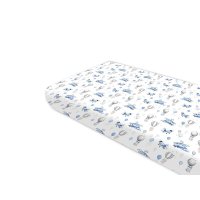 Cearceaf cu elastic MimiNu 160x80 cm din bumbac blue plane - 3
