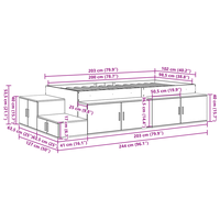 Cadru de Pat Modern Alb 80x200 cm cu Depozitare - 13