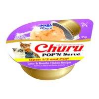 INABA Churu Pop'n Serve, Ton si Fulgi de Bonito, hrana umeda fara cereale pentru pisici, 70g - 4