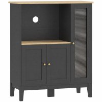 HOMCOM dulap pentru microunde cu dulap inferior si 3 rafturi laterale cu usa din sticla, lemn, negru, 80 x 35 x 97 cm - 1