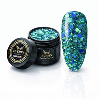 Twinkle Color Gel EVERIN 5ml – 23 | Gel Color Verde-Albastru cu Sclipici Holografic pentru Manichiură Profesională - 1