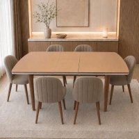 Masă extensibilă Siena, taupe, 160 × 85 × 76 cm - 1