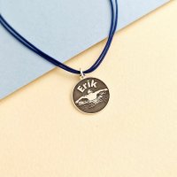 Pandantiv personalizat Inot - Banut din Argint 925 de 18 mm cu snur colorat - 1