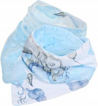 Esarfa moale pentru copii BabyMam, forma triunghiulara, sistem de prindere reglabil cu velcro moale, design 2-in-1 cu o fata din bumbac si una din minky blue - 1