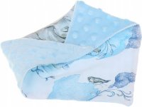 Esarfa moale pentru copii BabyMam, forma triunghiulara, sistem de prindere reglabil cu velcro moale, design 2-in-1 cu o fata din bumbac si una din minky blue - 2