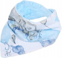Esarfa moale pentru copii BabyMam, forma triunghiulara, sistem de prindere reglabil cu velcro moale, design 2-in-1 cu o fata din bumbac si una din minky blue - 5