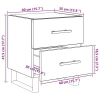 Noptiera din lemn de stejar artizanal cu sertare 40 x 35 x 47.5 cm - 12