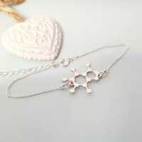 Bratara personalizata cu formula chimica a cafeinei, lant din Argint 925 - 1
