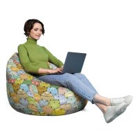 Husa fotoliu Puf Bean Bag tip Para XL fara umplutura Invazia Pisicilor ocru - 4