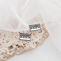 Cercei Retro Caseta Audio din Argint 925 - 1