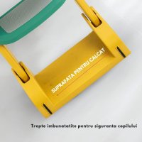Reductor toaleta pentru copii Little Mom Green, pliabil, ergonomic, sezut din PVC, manere de sustinere, vas colector detasabil, protectie anti-stropire, suprafata antiderapanta, 55 x 35 x 58 cm - 3