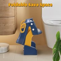 Reductor toaleta pentru copii Little Mom Green, pliabil, ergonomic, sezut din PVC, manere de sustinere, vas colector detasabil, protectie anti-stropire, suprafata antiderapanta, 55 x 35 x 58 cm - 5