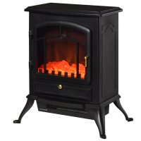 HOMCOM semineu electric de podea cu efect de flacara, 42 x 28 x 55 cm, negru - 1