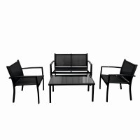 Set Mobilier Exterior KLUGMEISTER KJFT079 - 2 Fotolii, Canapea si Masuta Sticla Securizata, Negru - 1